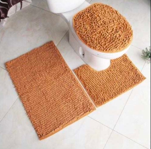 3 Piece Terracotta Bath Mat Set