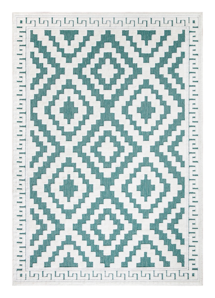 Nordura Washable Rug – Cream-Emerald