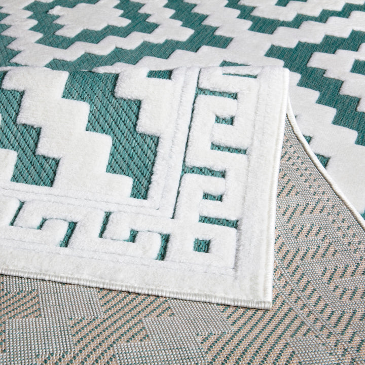 Nordura Washable Rug – Cream-Emerald