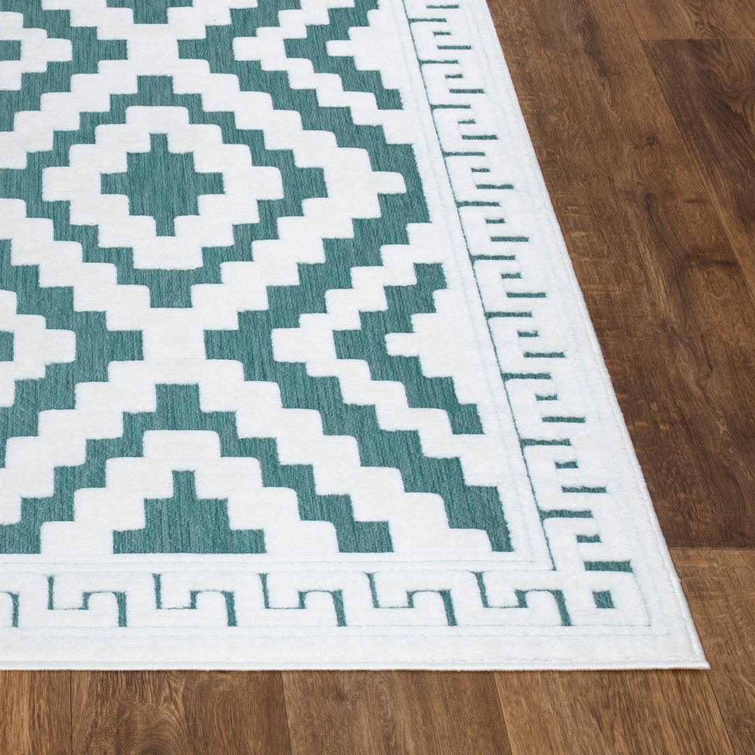Nordura Washable Rug – Cream-Emerald