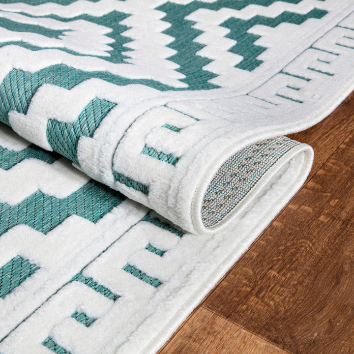 Nordura Washable Rug – Cream-Emerald