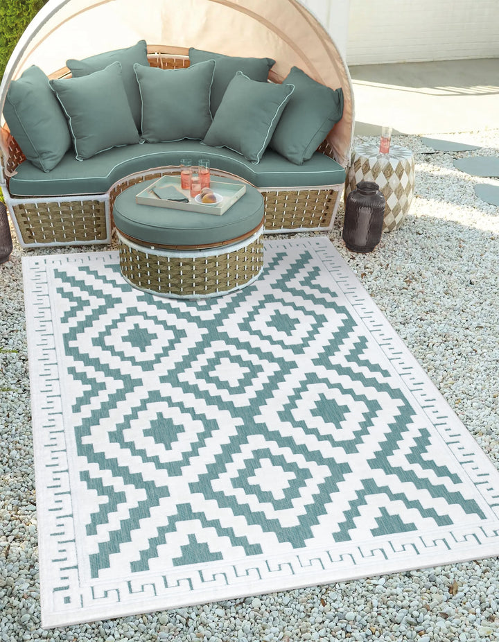 Nordura Washable Rug – Cream-Emerald