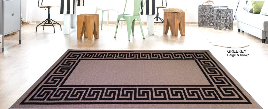 Greek Key Washable Indoor Mat – Red-Black