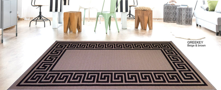 Greek Key Washable Indoor Mat – Red-Black