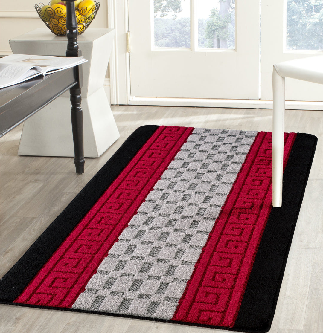 Duovia Washable Indoor Mat – Black-Red
