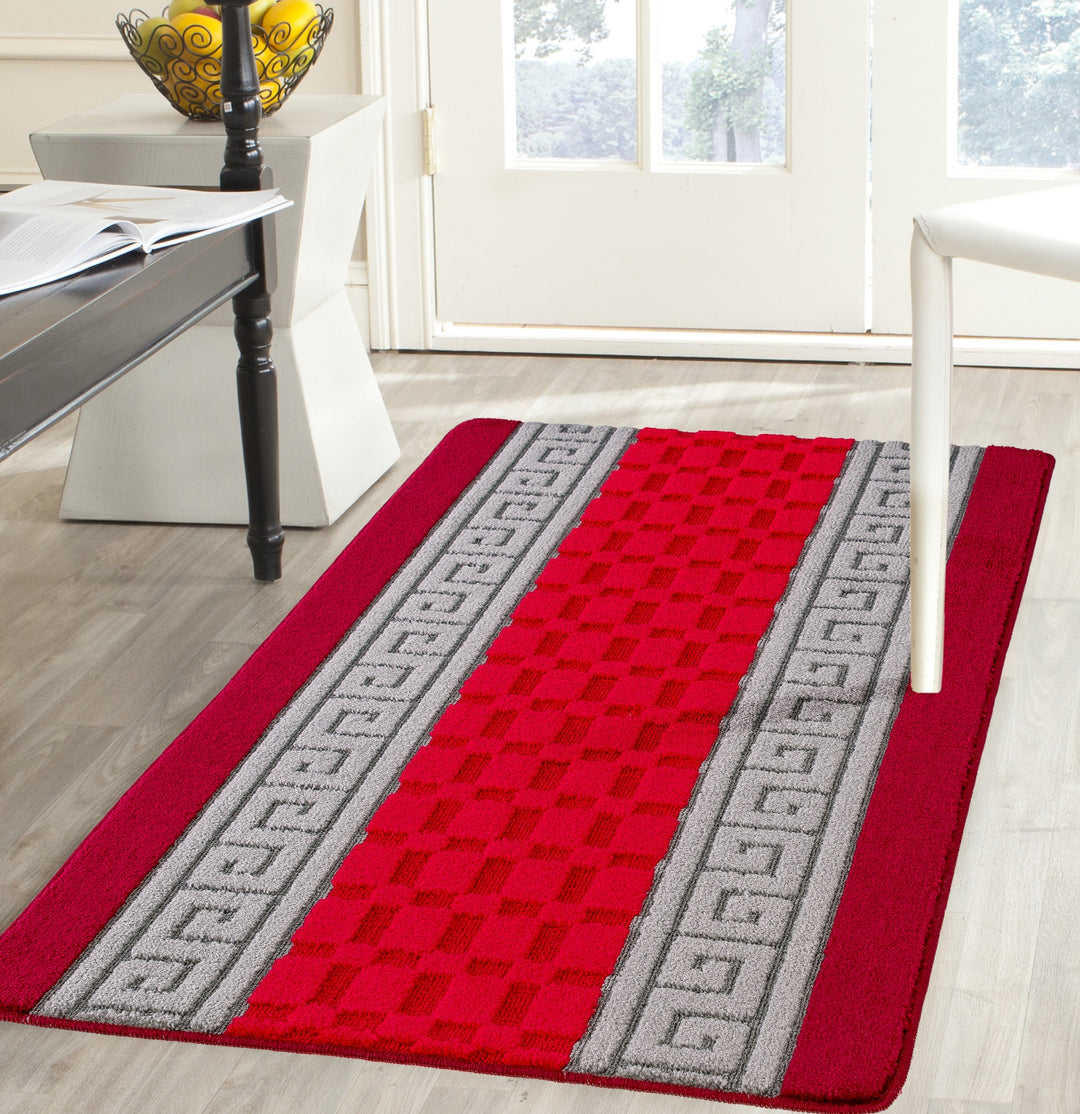 Duovia Washable Indoor Mat – Red-Grey