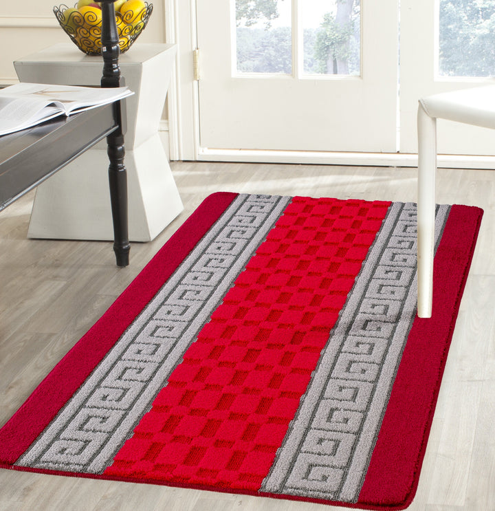 Duovia Washable Indoor Mat – Red-Grey
