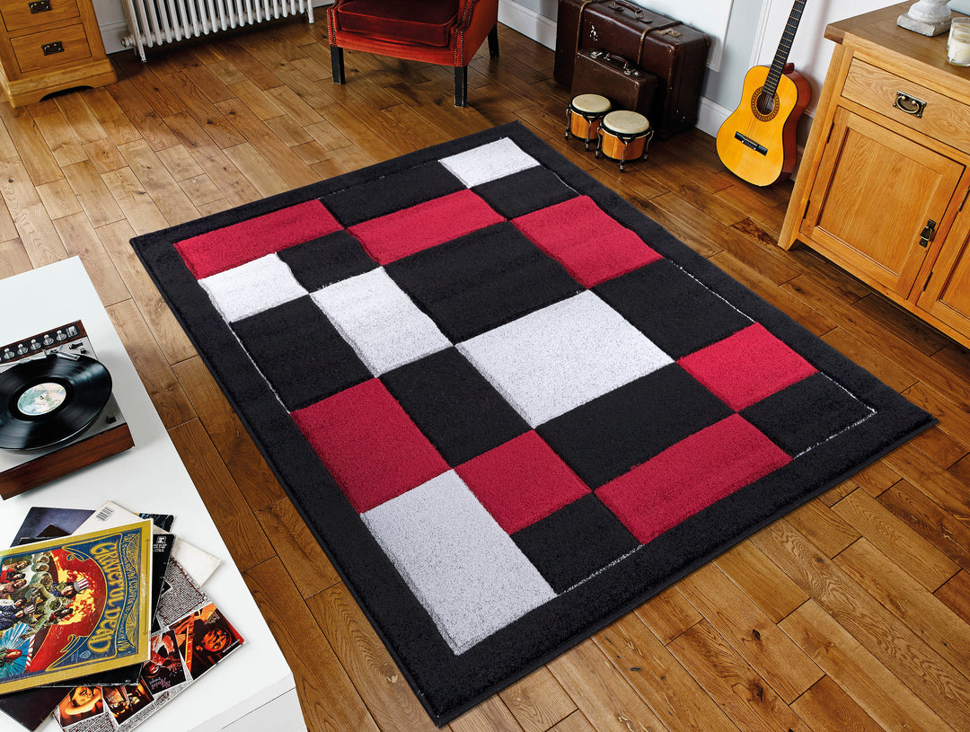Mosaic Black & Red Rug