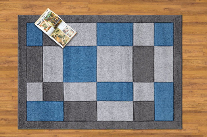 Mosaic D.Grey & Blue Rug
