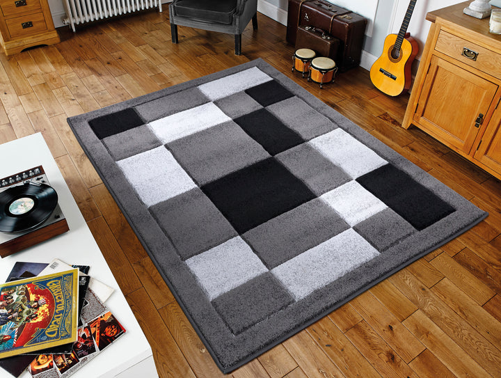 Mosaic Dark Grey & Black Rug