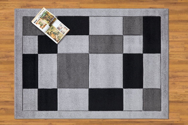 Mosaic Grey & Black Rug