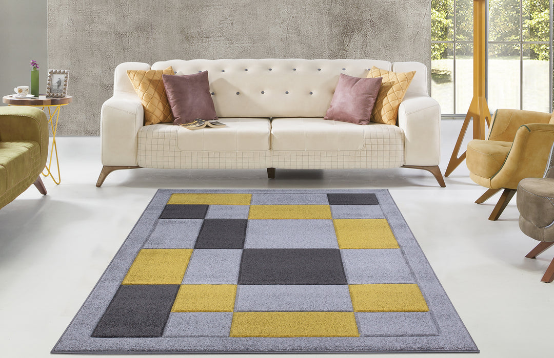 Mosaic Grey & Ochre Rug