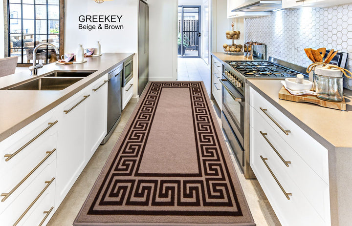 Greek Key Washable Indoor Mat – Red-Black