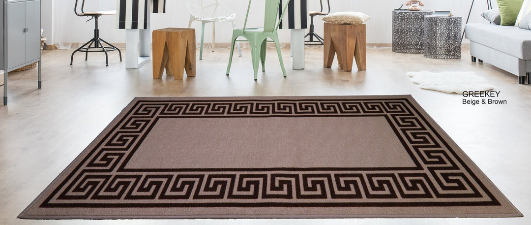 Greek Key Washable Indoor Mat – Red-Black