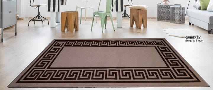 Greek Key Washable Indoor Mat – Red-Black