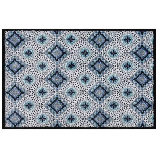 A Bathroom Mat with Blue Tile design