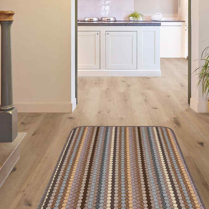 Ribbed Washable Beige Runner