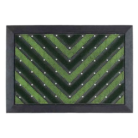 Chevron Doormat-Green/Grey