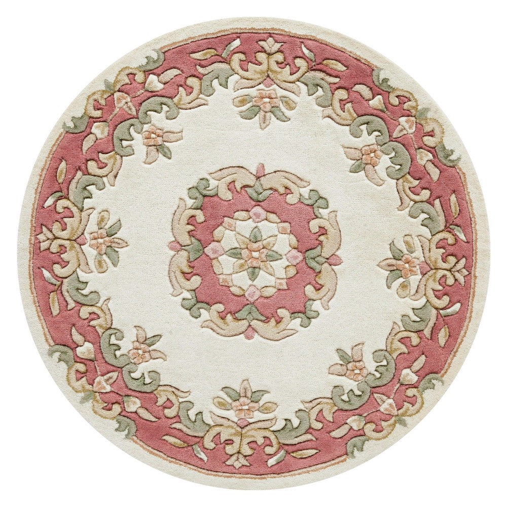 Royal Cream/Rose Rug in circular shape