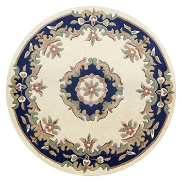 Royal Cream/Blue Rug in circular shape