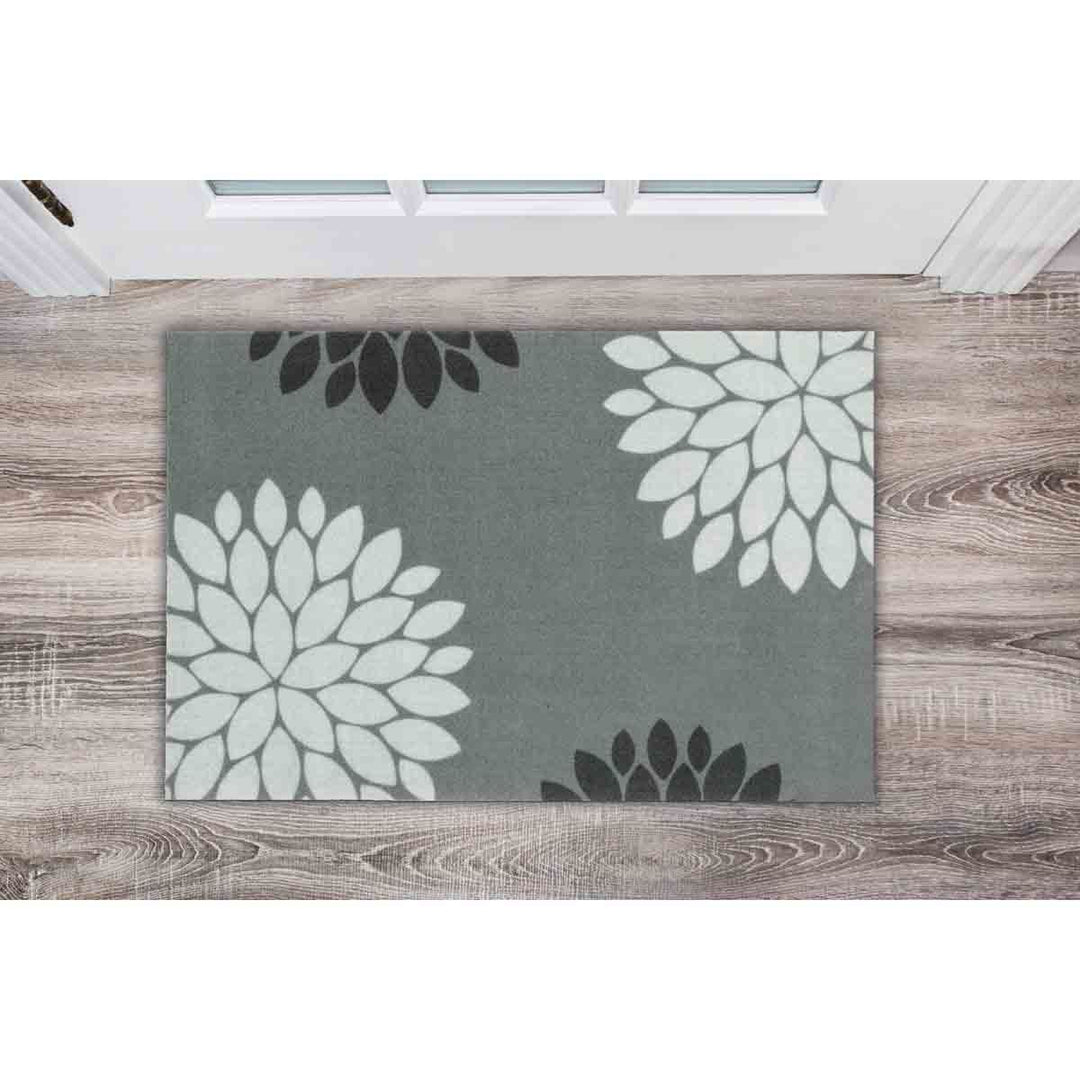 Recylon Mat Design Modern Flowers Grey