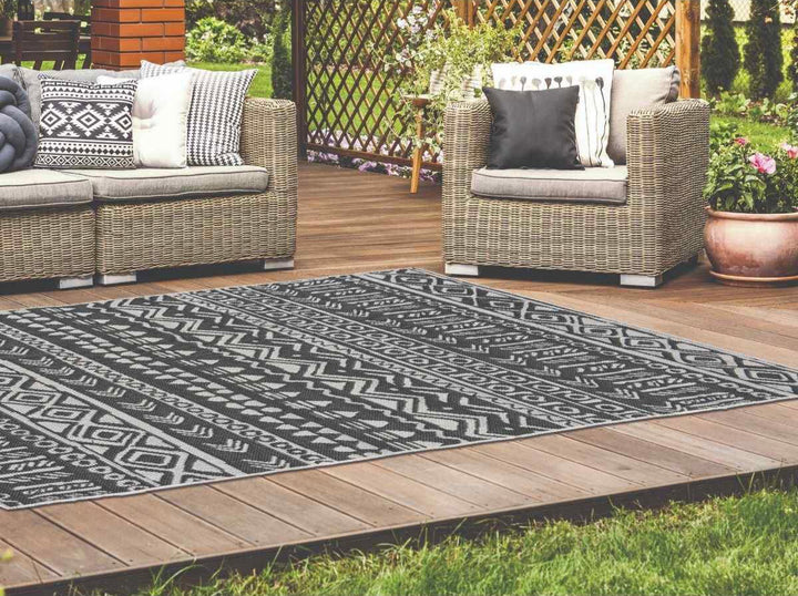 Duo Weave Indoor/Outdoor Rug Tribal Black