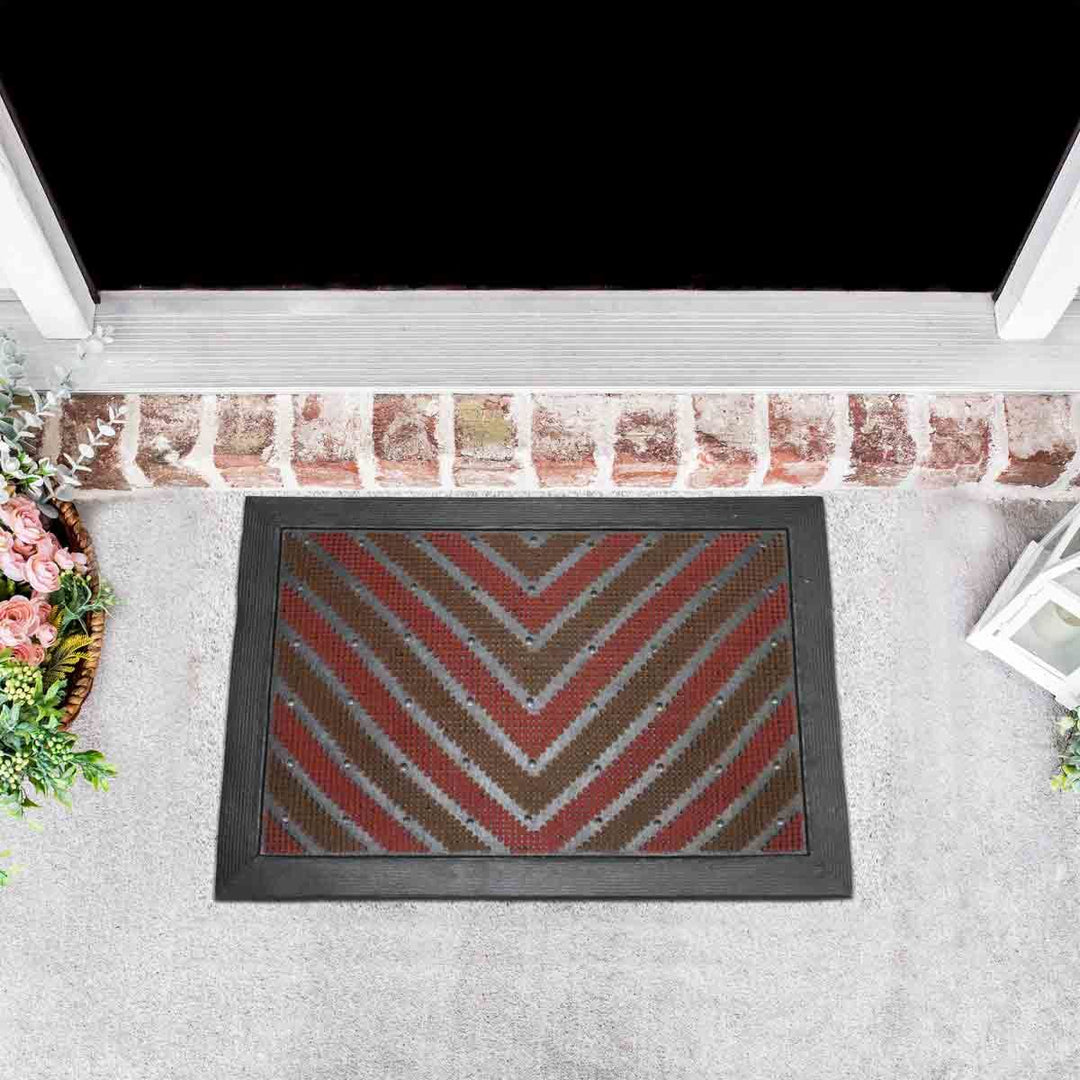 Chevron Doormat-Brown/Red