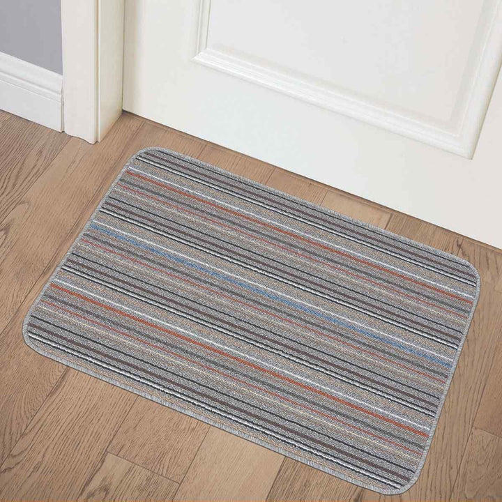 Striped Launderable Mat Grey/Clay Runner