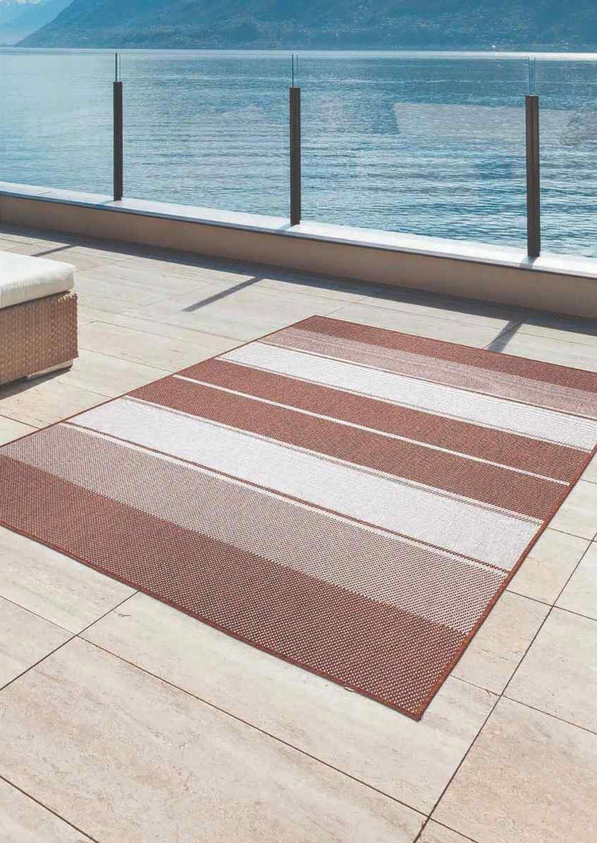 Duo Weave Rug Tonal Stripes Rust