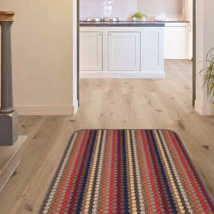 Ribbed Washable Brown Runner