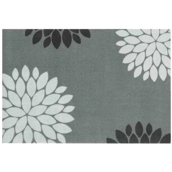 Recylon Mat Design Modern Flowers Grey