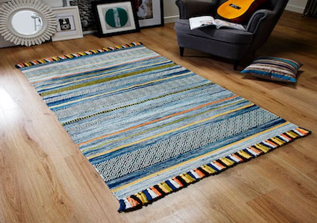 Kelim Stripes Blue Rug