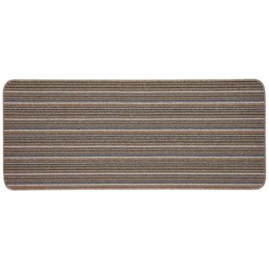 Striped Launderable Mat Mocha/Blue