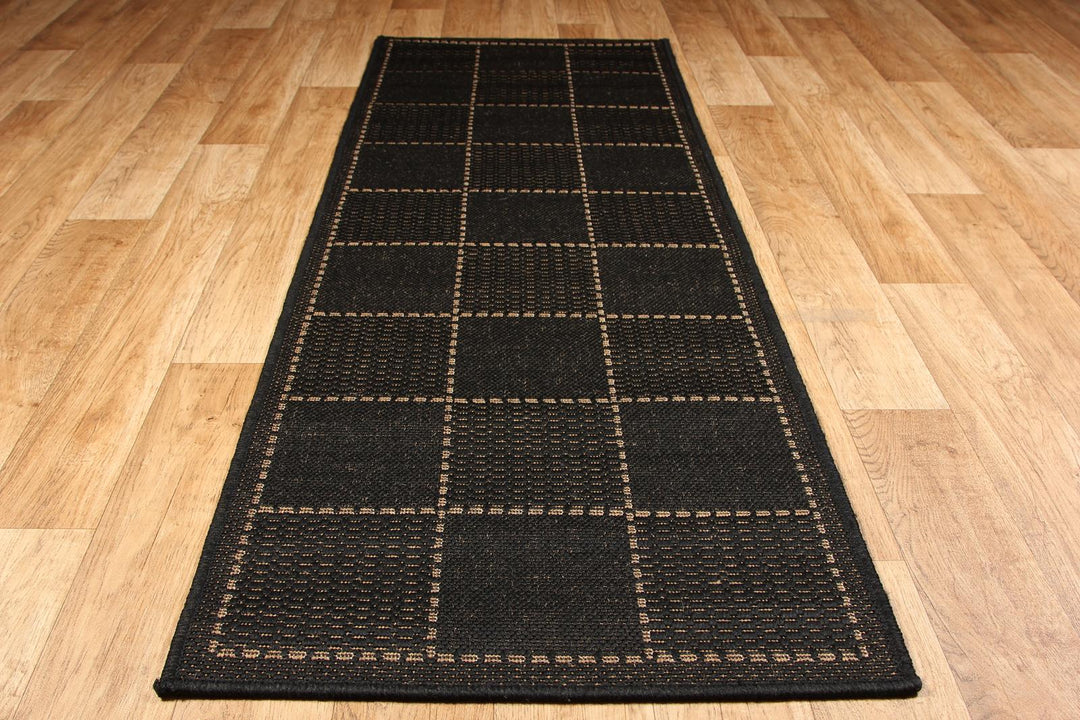 Check Flatweave Black Runner