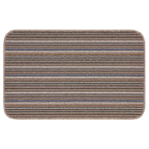 Striped Launderable Mat Mocha/Blue