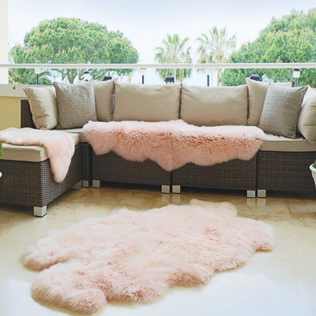 Genuine Sheepskin Rug Peach