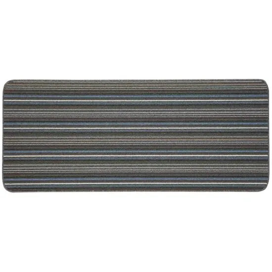 Striped Launderable Mat Lead/Light Blue Runner