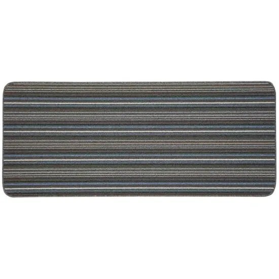 Striped Launderable Mat Lead/Light Blue