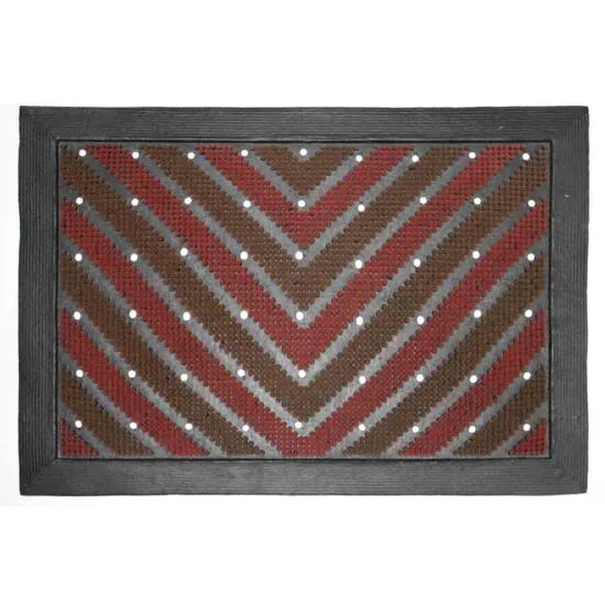 Chevron Doormat-Brown/Red