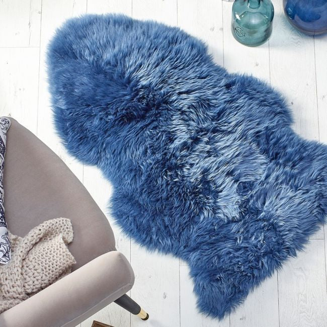 Genuine Sheepskin Rug Navy