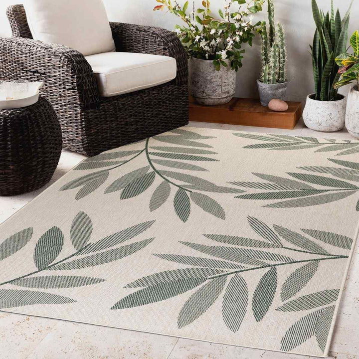 Duo Weave Indoor/Outdoor Rug Trailing Leaves Green