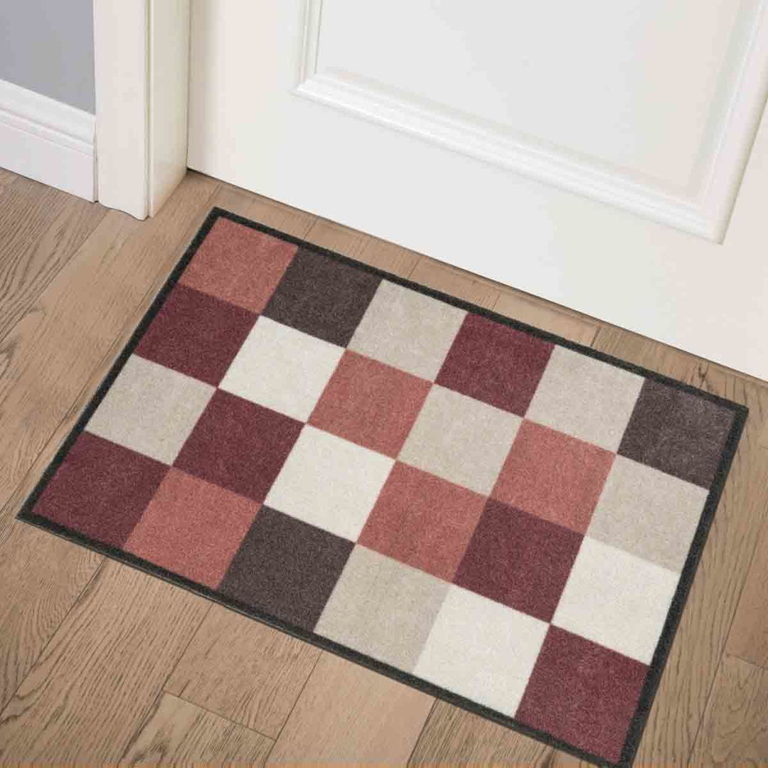 Recylon Bathroom Mat (Squares Red)