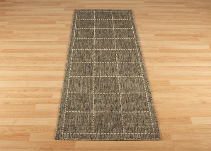 Check Flatweave Grey Runner