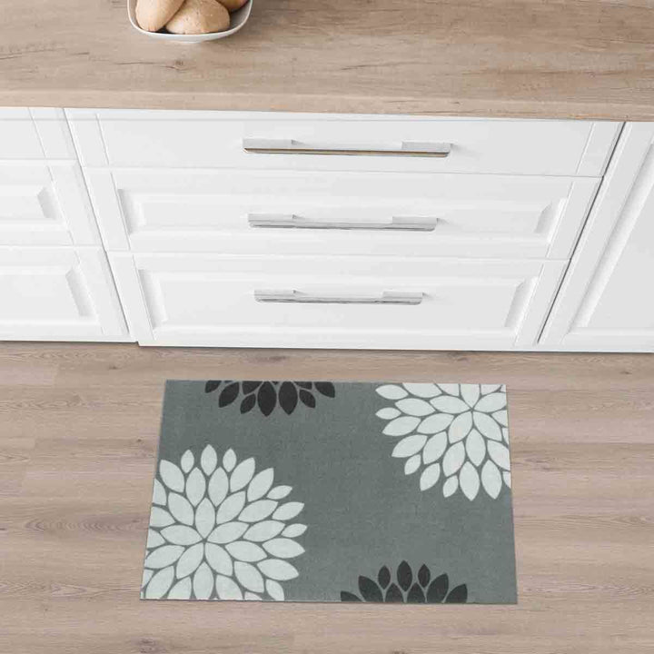 Recylon Mat Design Modern Flowers Grey