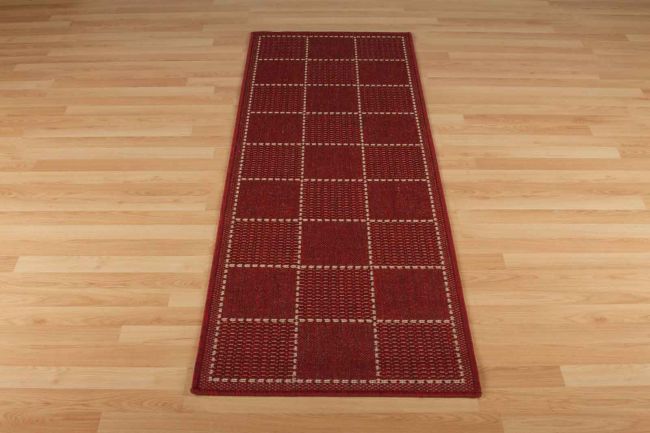 Check Flatweave Red Runner