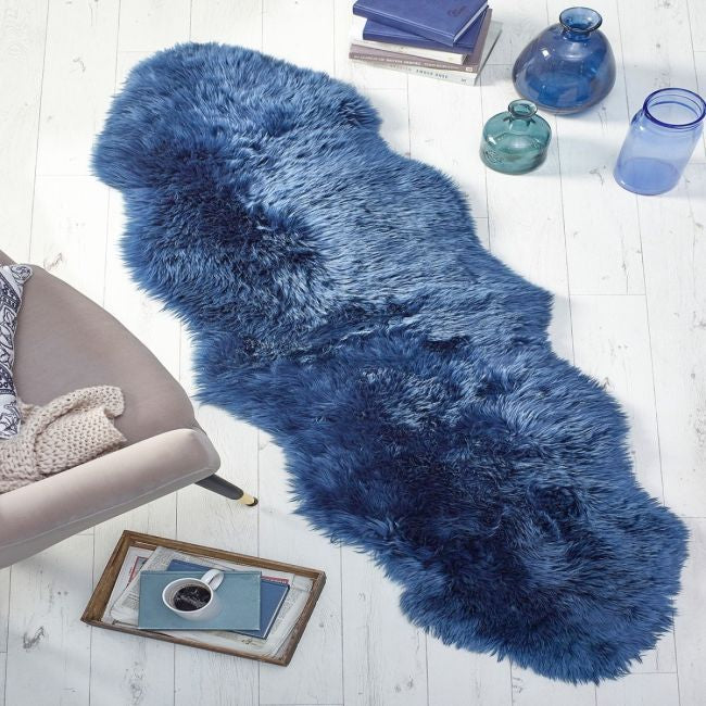 Genuine Sheepskin Rug Navy