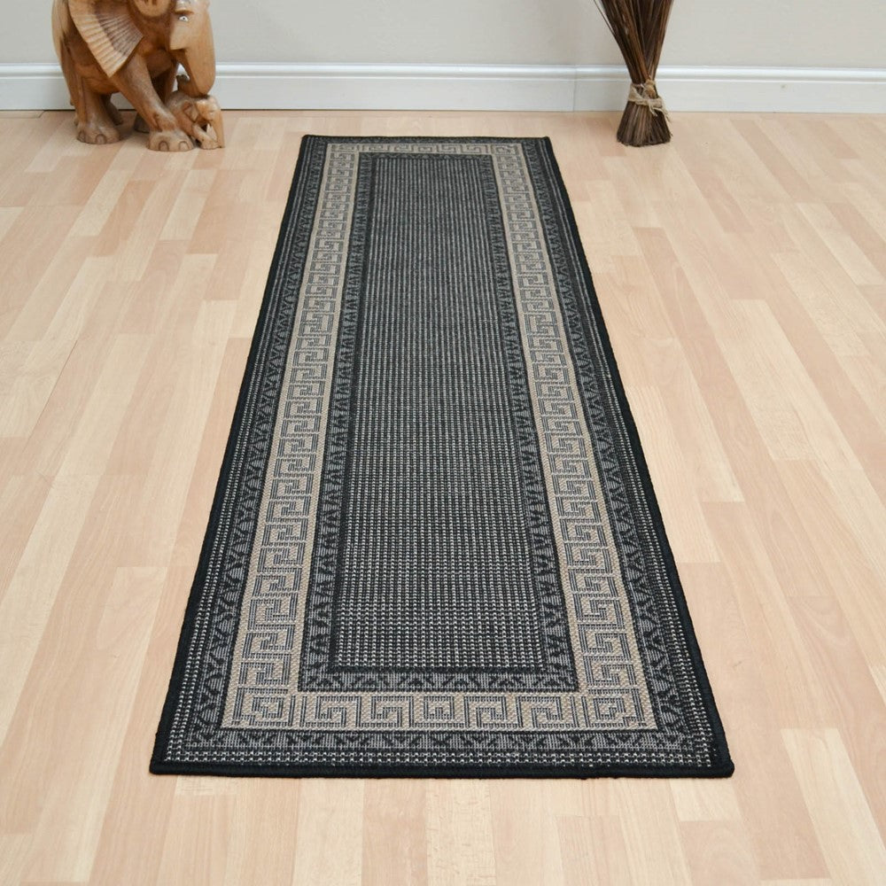 Greek Flatweave Black Runner