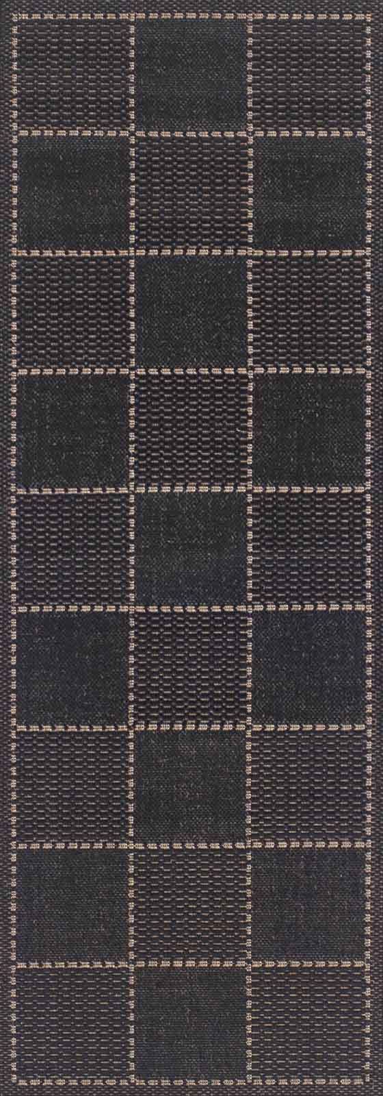 Check Flatweave Black Runner