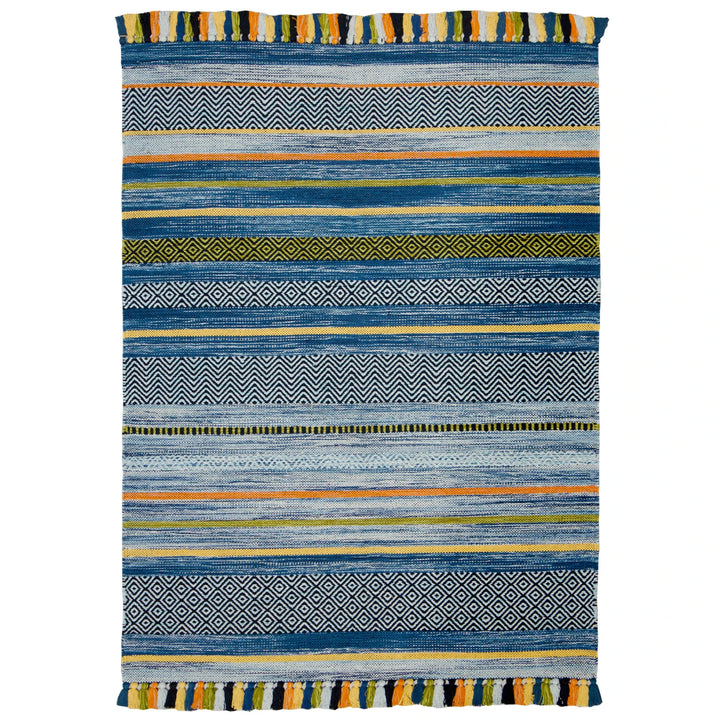 Kelim Stripes Blue Rug classic view